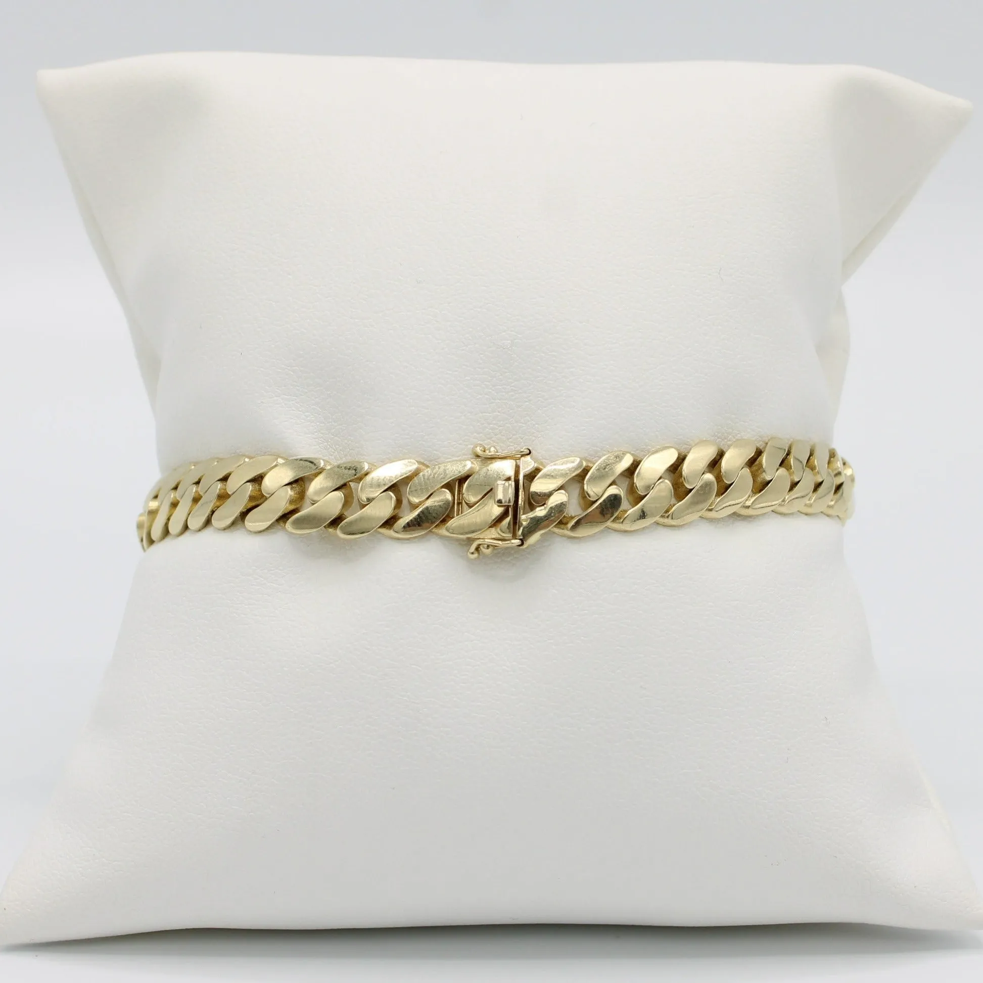 14K Semi-Solid Miami Cuban Link Bracelet Yellow Gold
