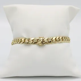 14K Semi-Solid Miami Cuban Link Bracelet Yellow Gold