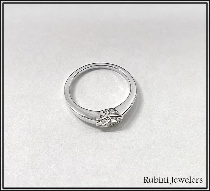 14Kt White Gold Solitaire Marquise Diamond Ring