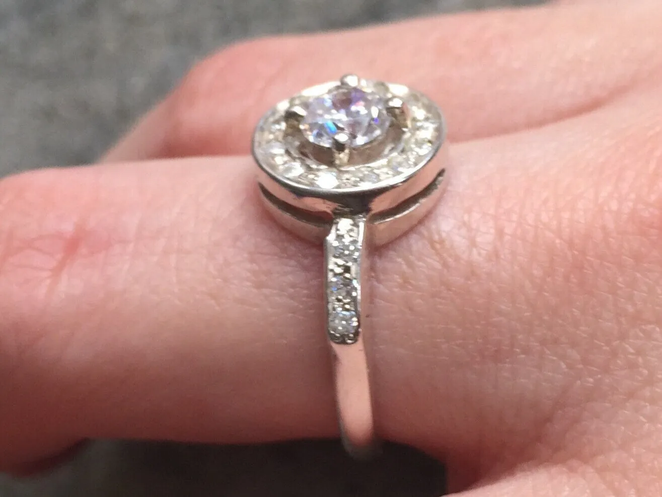 Diamond Engagement Ring - Silver Proposal Ring, Diamond Promise Ring