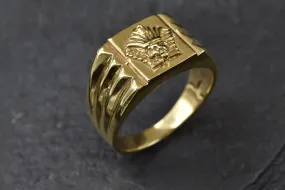 Gold Pharaoh Ring - Gold Egyptian Ring, Gold Chunky Ring