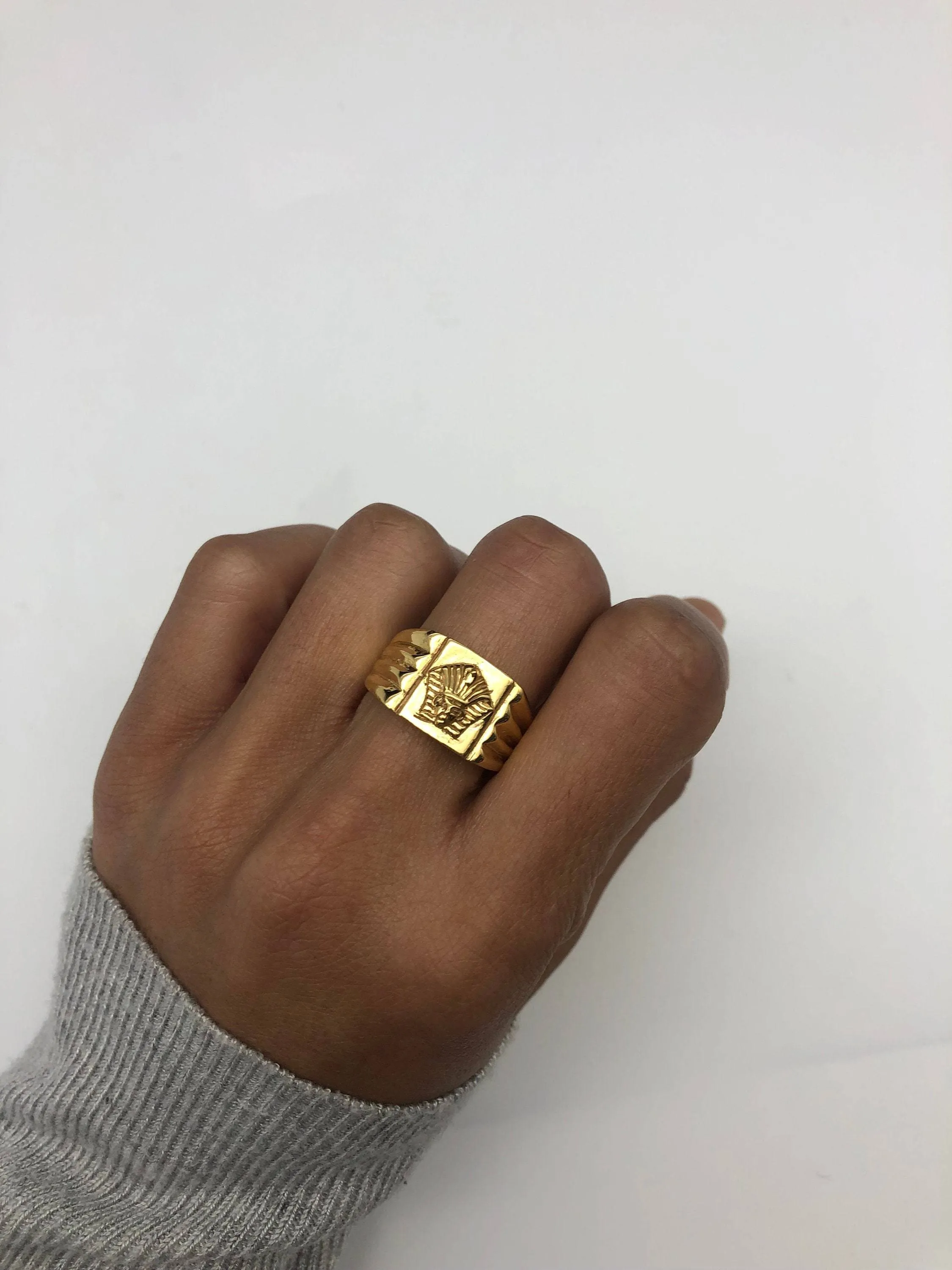 Gold Pharaoh Ring - Gold Egyptian Ring, Gold Chunky Ring