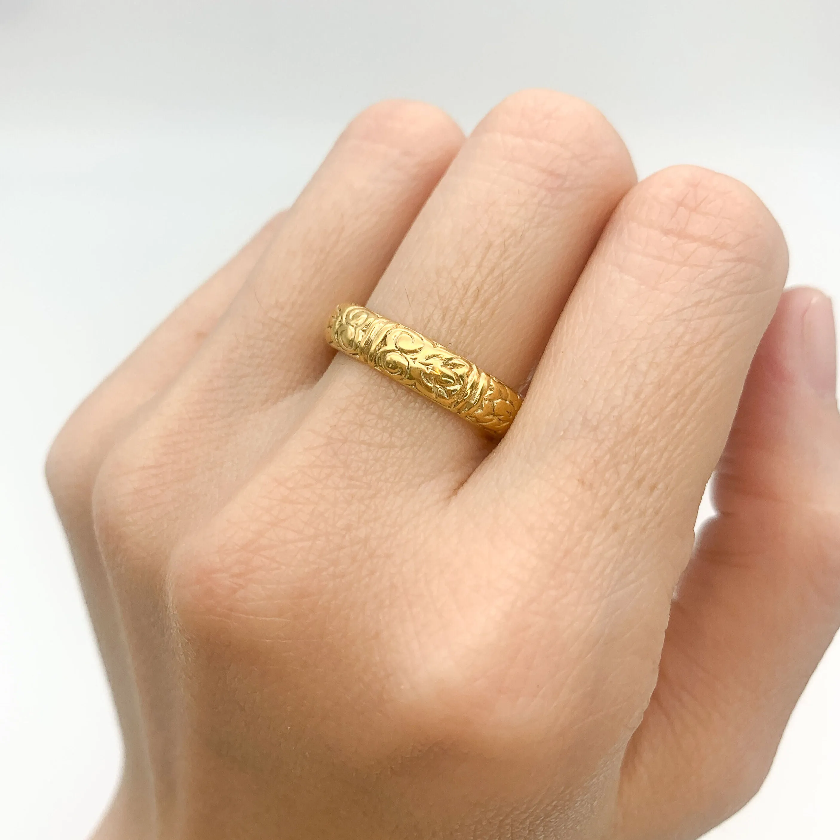 Gold Tribal Ring - Gold Boho Ring - Gold Stackable Band