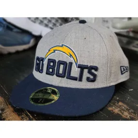 New Era LA Chargers Go Bolt's Grey/Navy Low Profile Fitted Hat Men 7 3/4