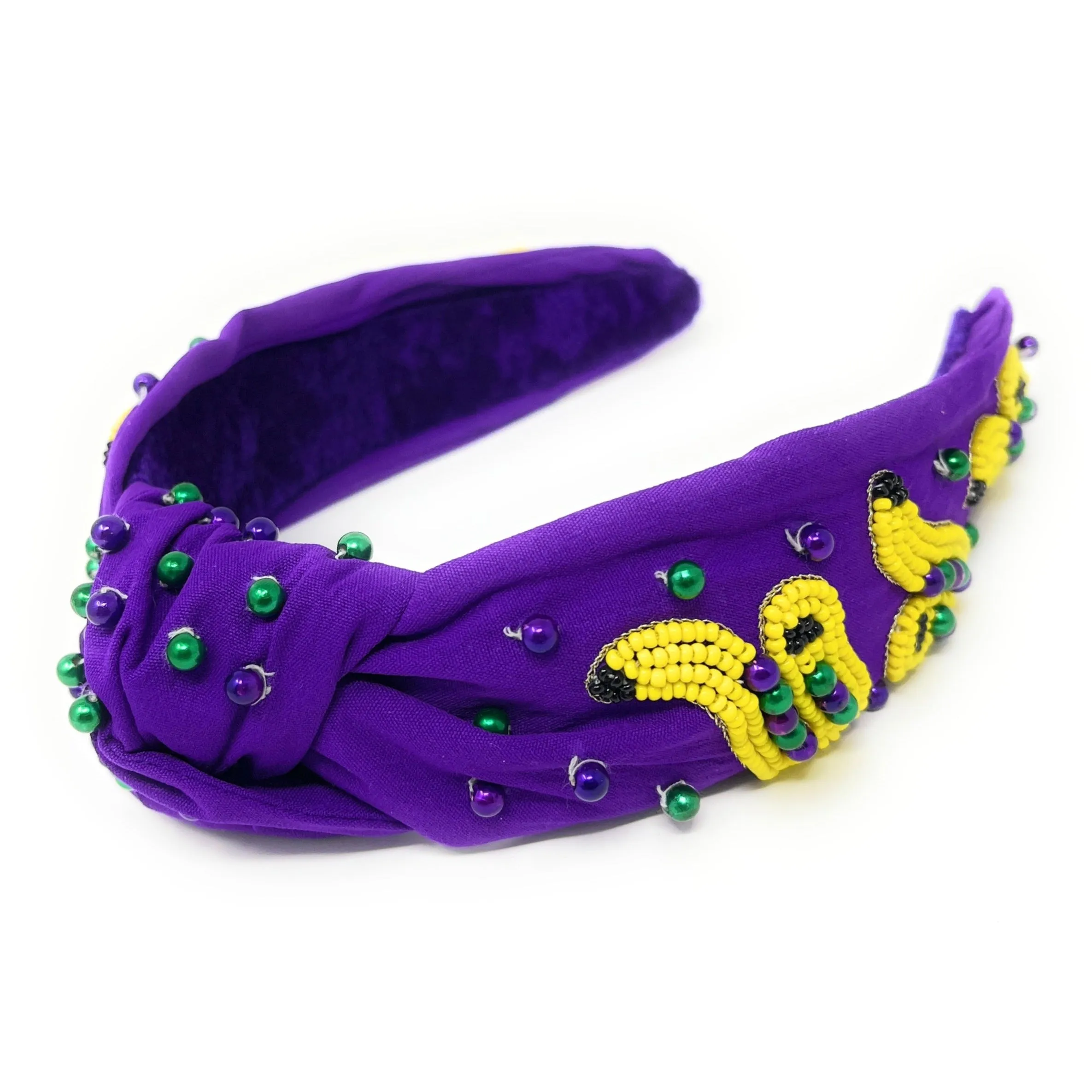 New! Hand Beaded Saxophone Purple Headband