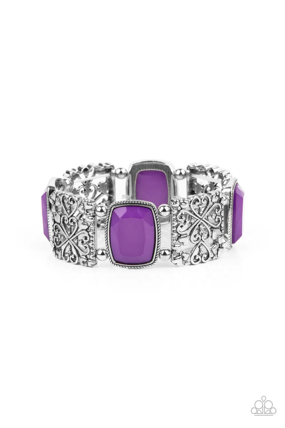 Open Door Jewelry - Colorful Coronation - Purple Bracelet - Paparazzi Accessories