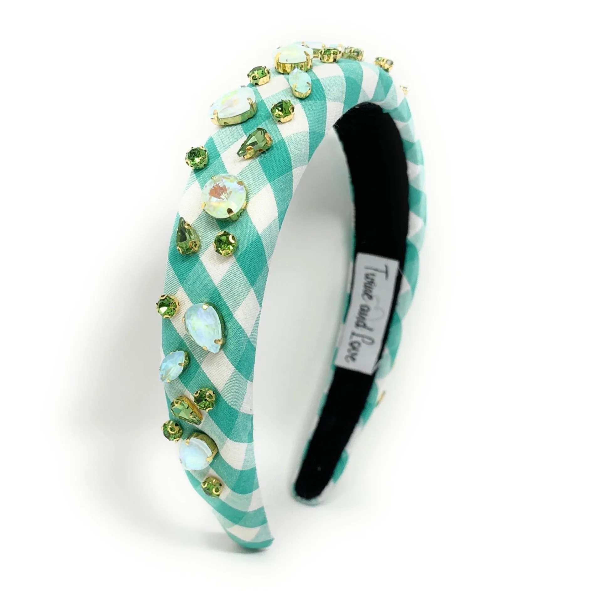 Pastel Green Gingham Padded Headband