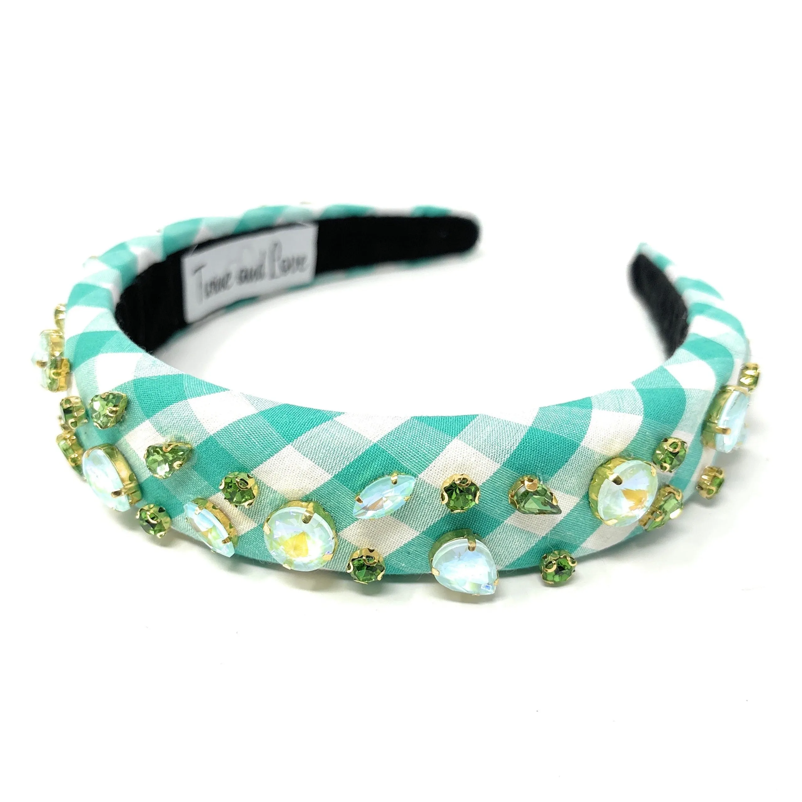 Pastel Green Gingham Padded Headband