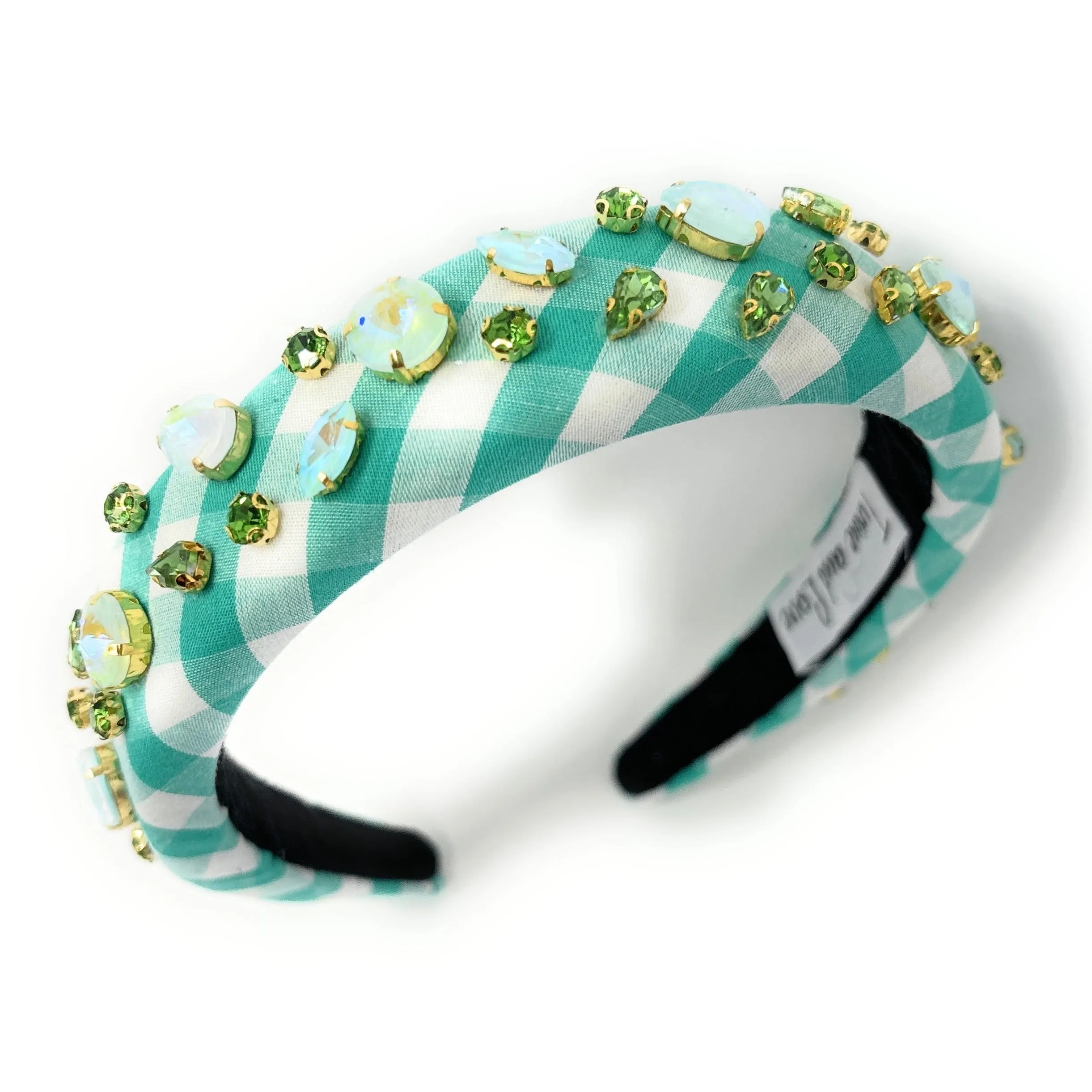 Pastel Green Gingham Padded Headband