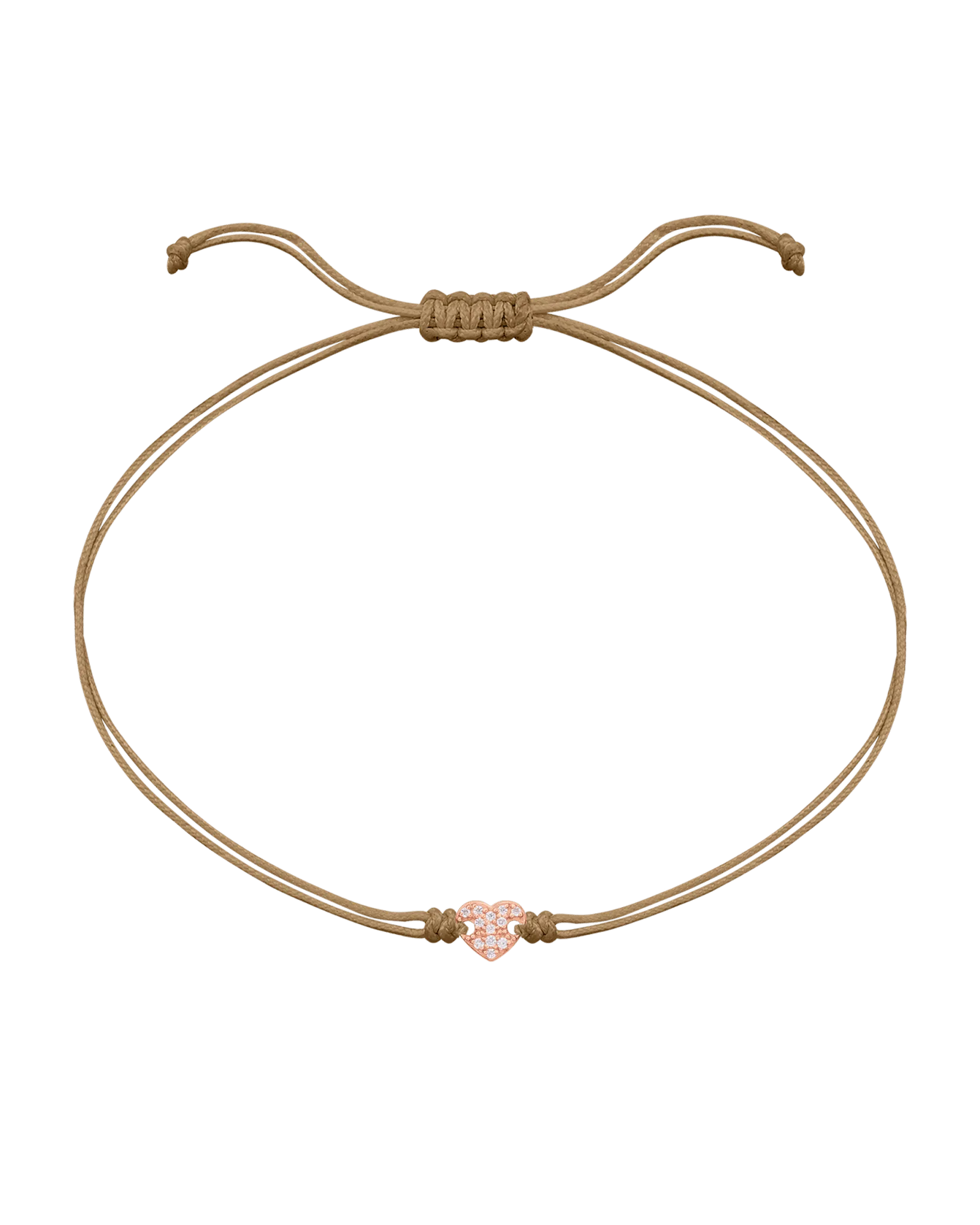 Paved Heart String of Love Bracelet - 14K Rose Gold