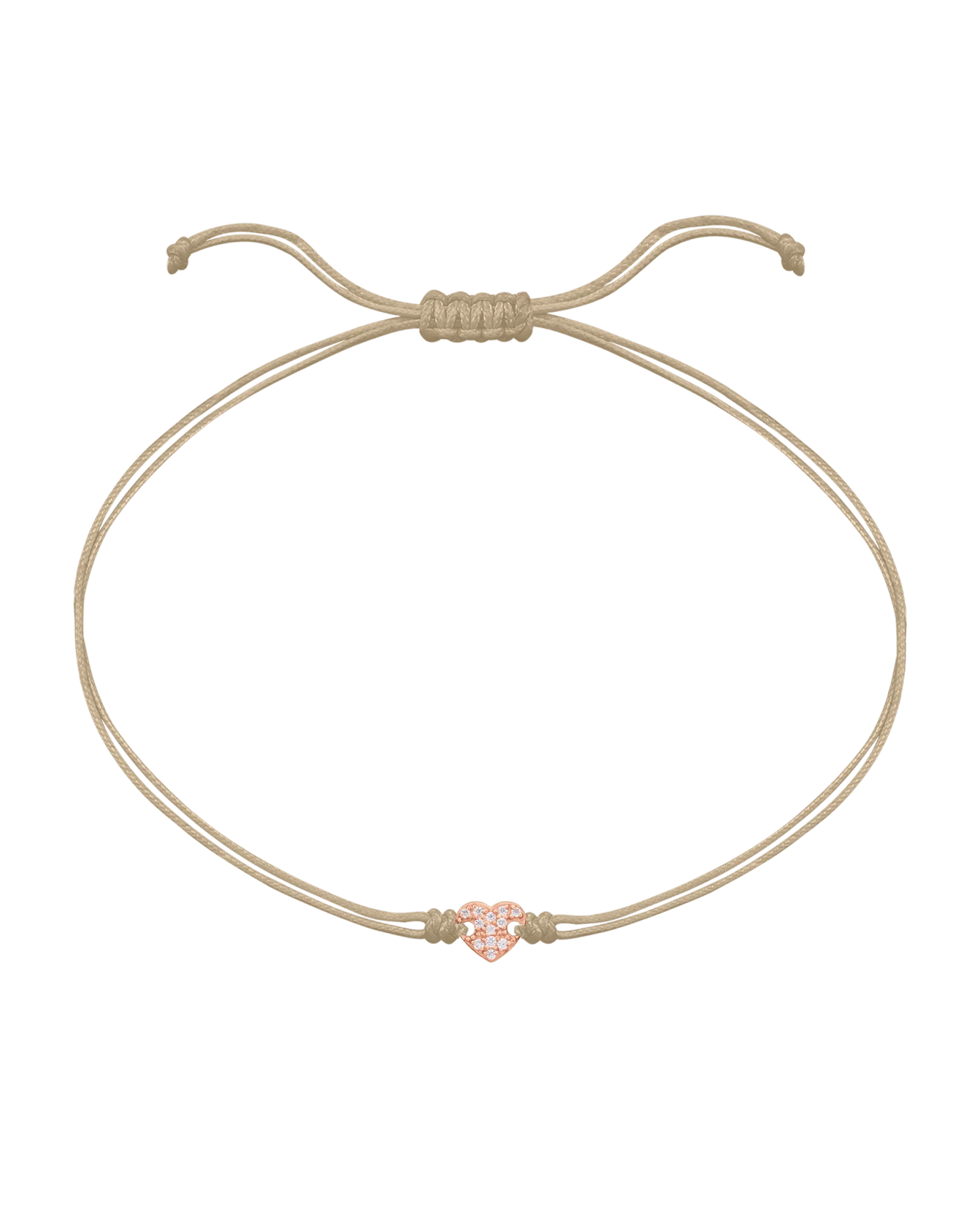 Paved Heart String of Love Bracelet - 14K Rose Gold