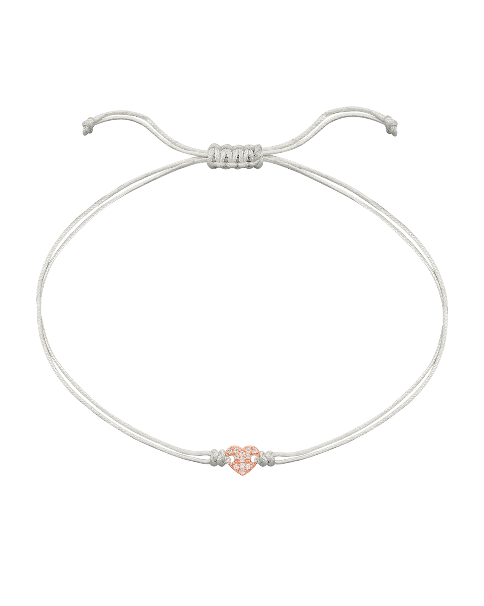 Paved Heart String of Love Bracelet - 14K Rose Gold