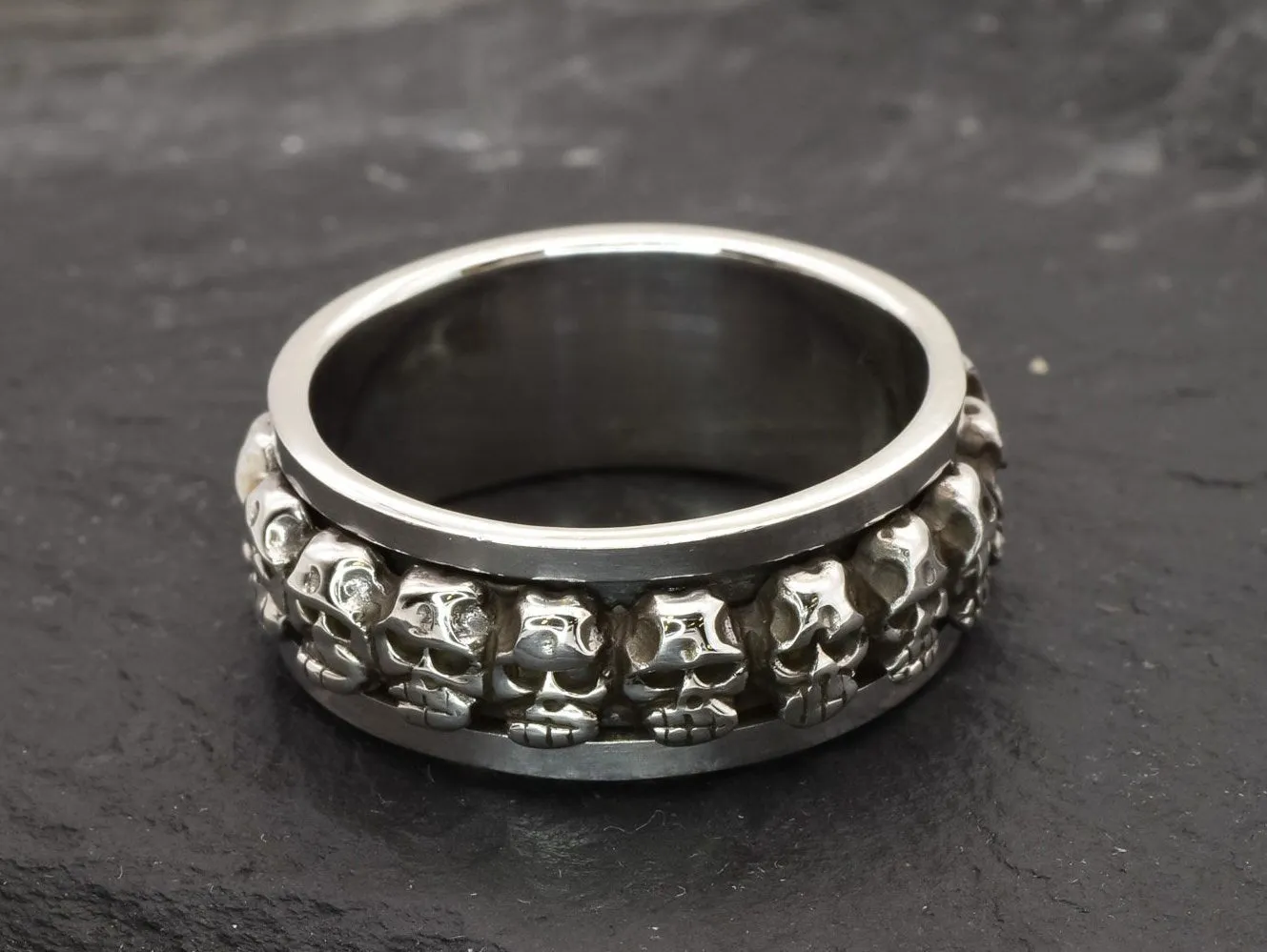 Spinning Skull Ring - Silver Skull Ring - Gothic Ring