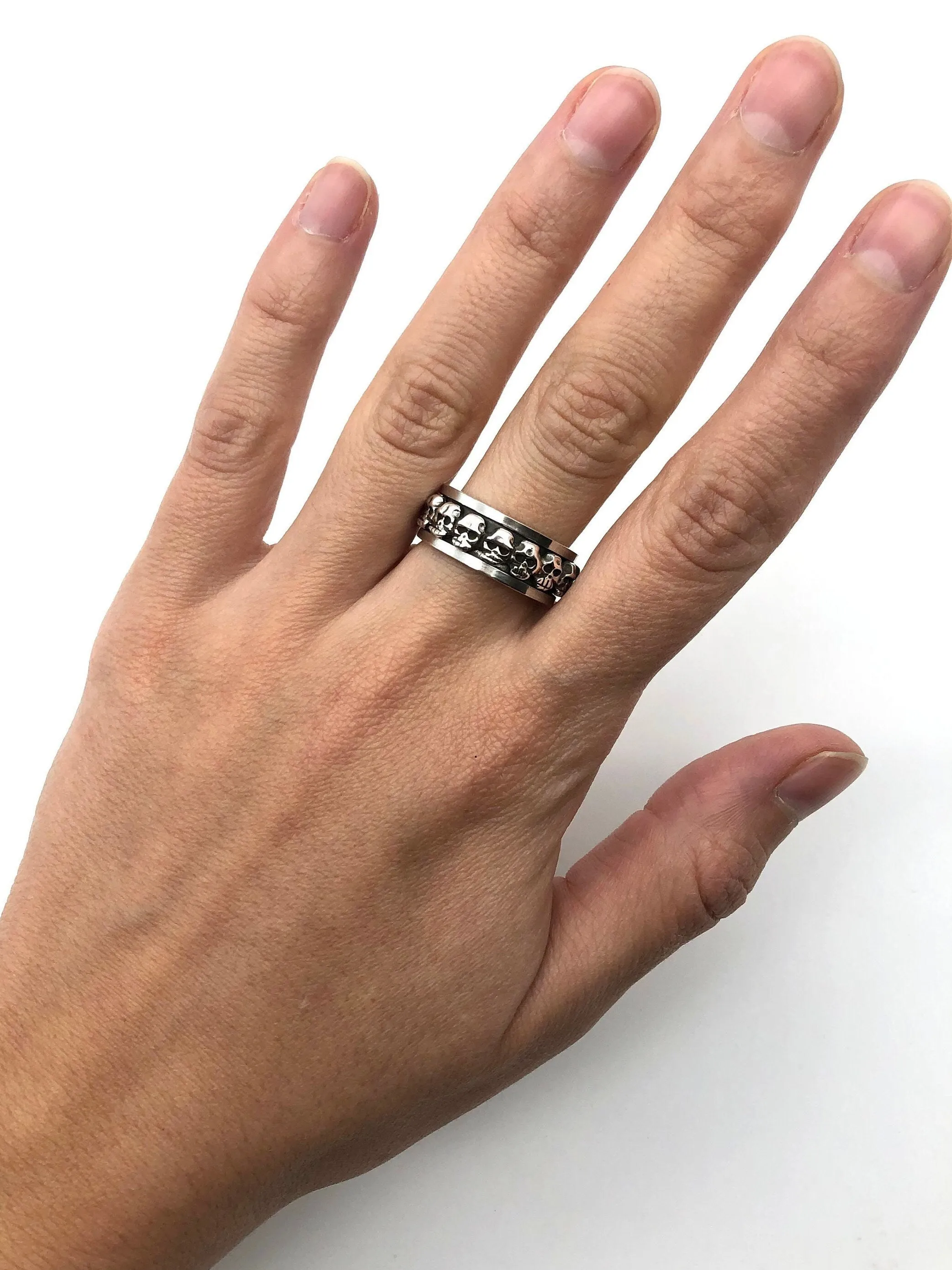 Spinning Skull Ring - Silver Skull Ring - Gothic Ring