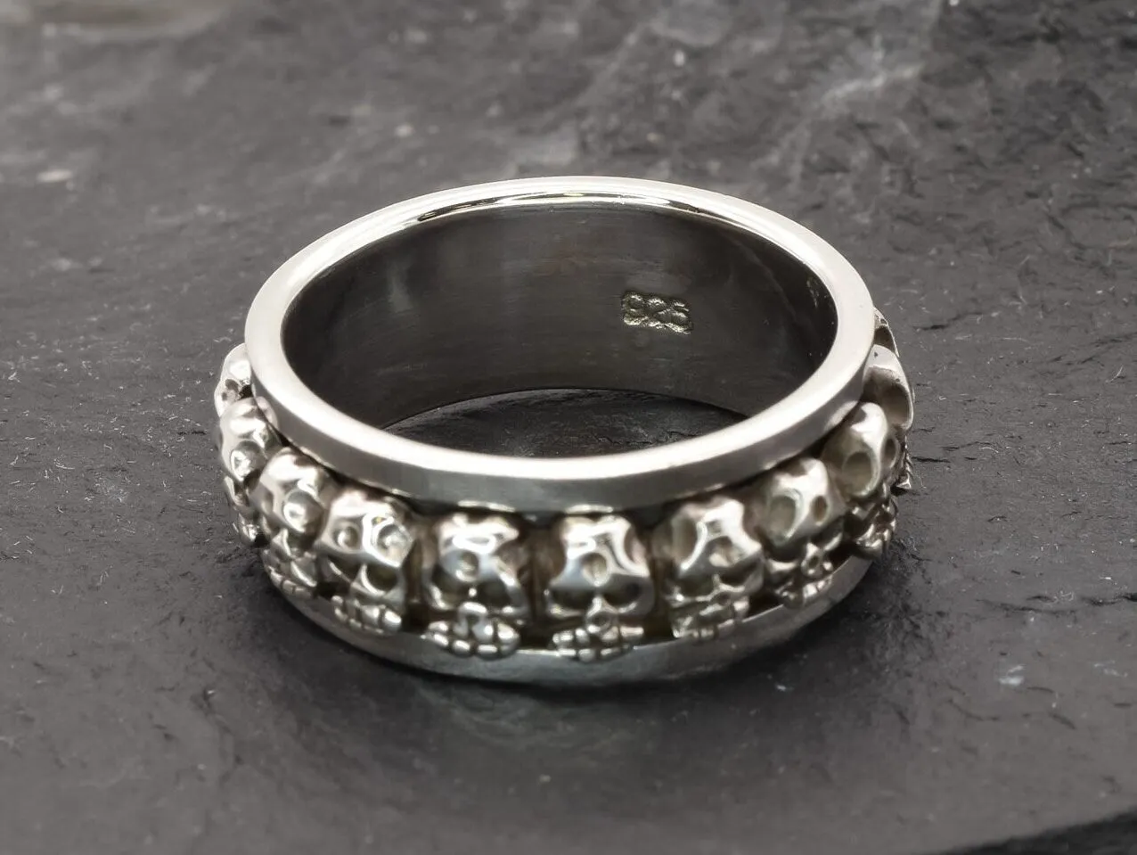 Spinning Skull Ring - Silver Skull Ring - Gothic Ring