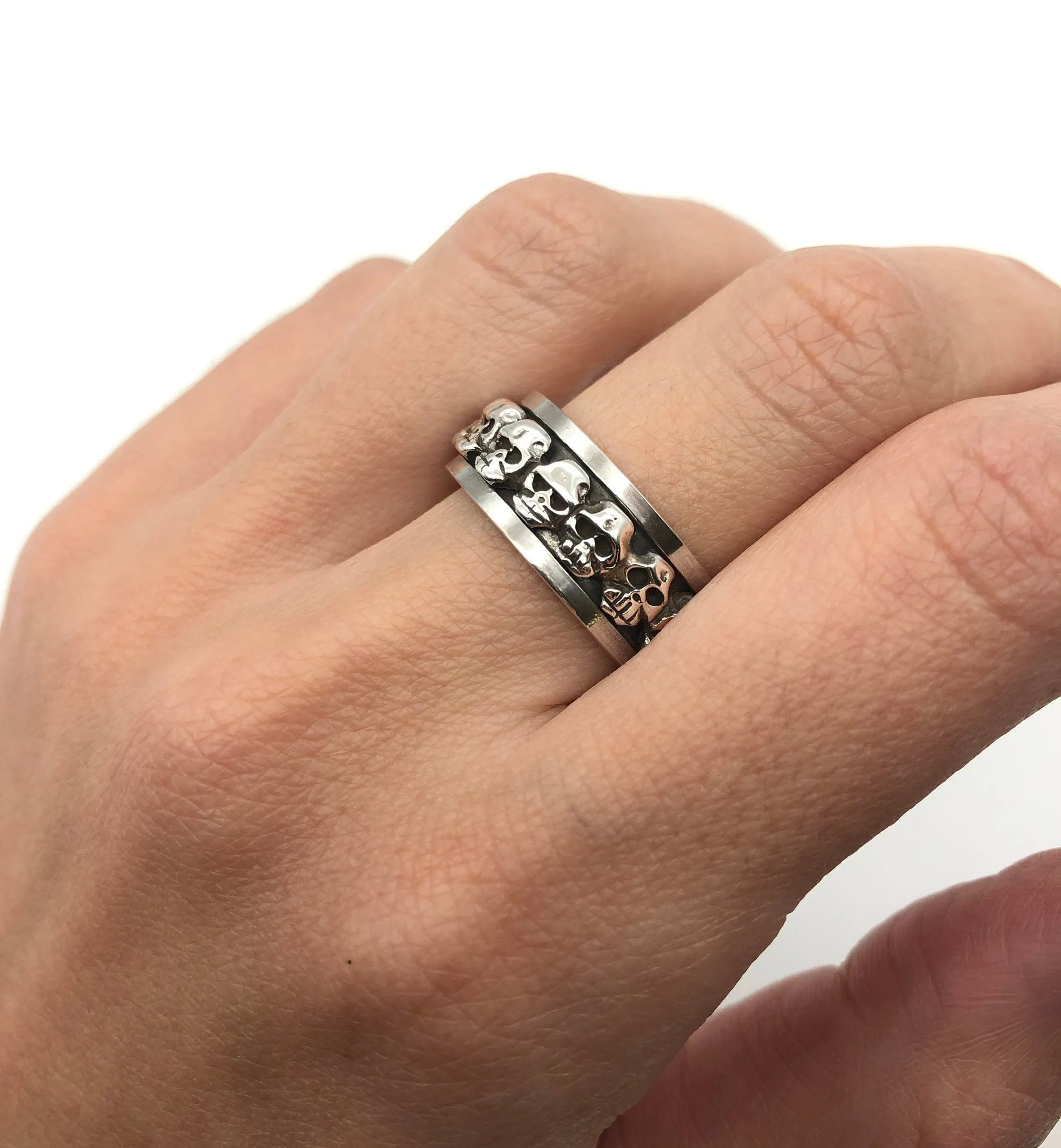 Spinning Skull Ring - Silver Skull Ring - Gothic Ring