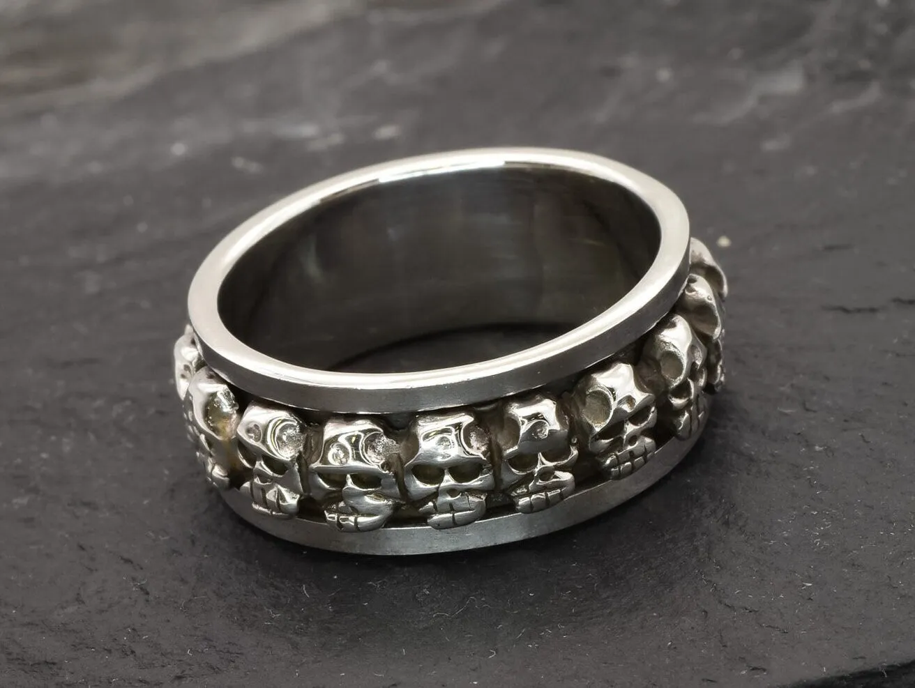 Spinning Skull Ring - Silver Skull Ring - Gothic Ring