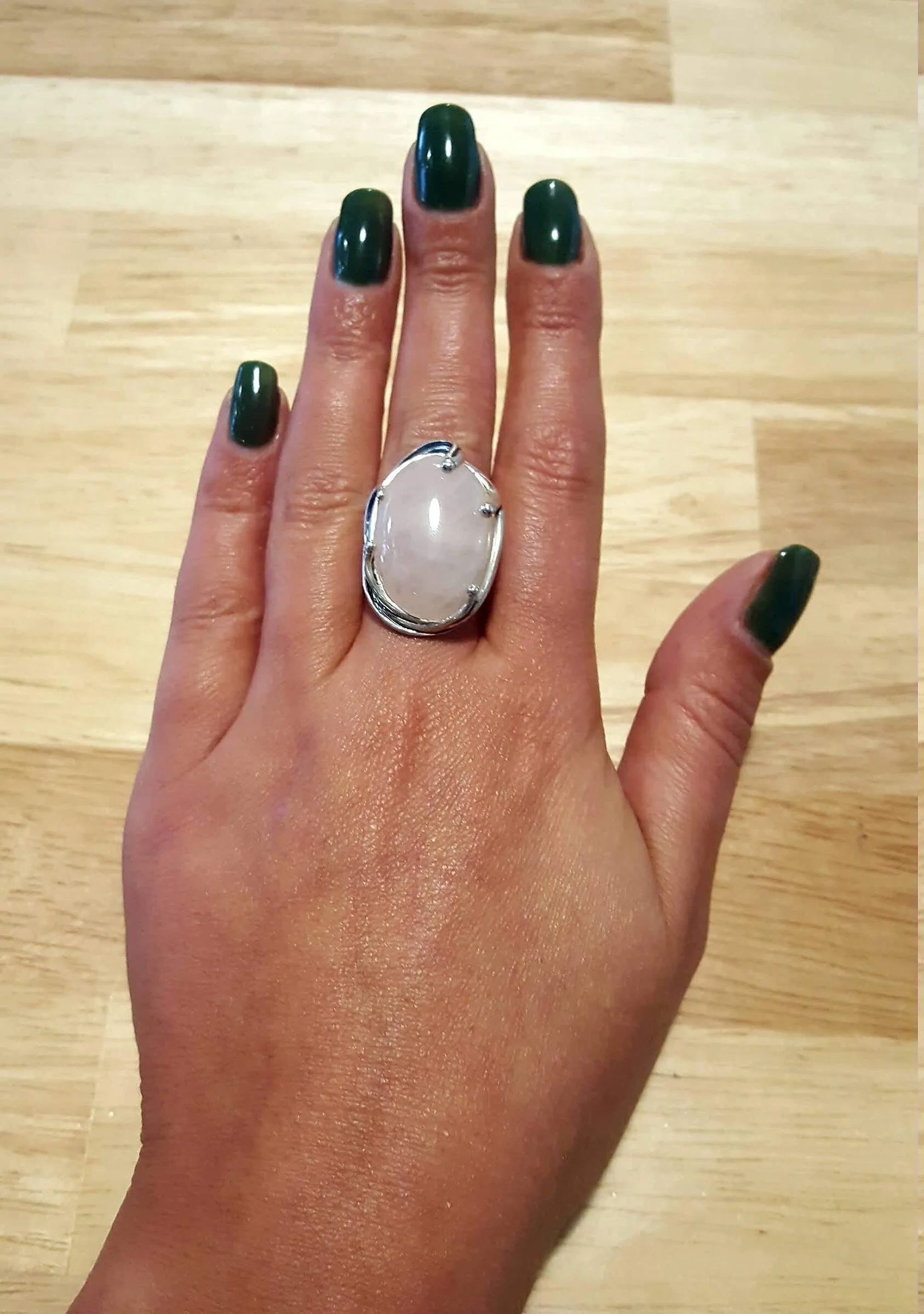 Statement Quartz Ring - Rose Quartz Ring - Pink Vintage Ring