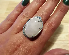 Statement Quartz Ring - Rose Quartz Ring - Pink Vintage Ring